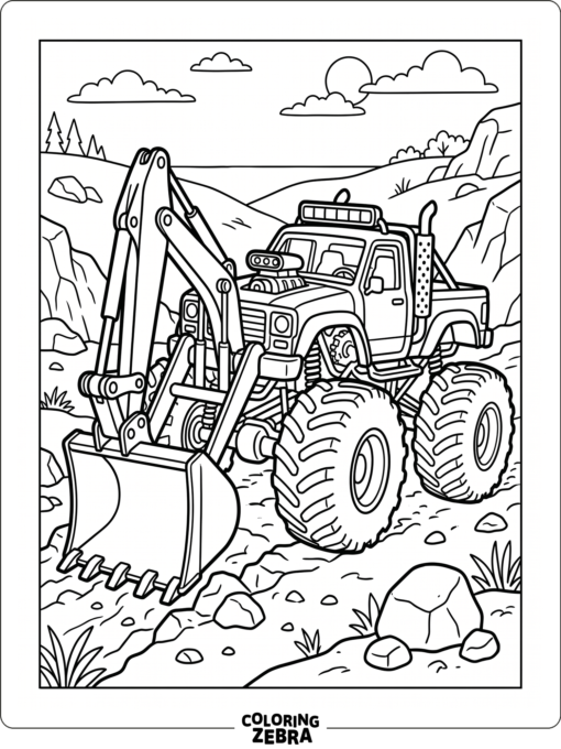 Shovel Monster Truck On Rough Ground