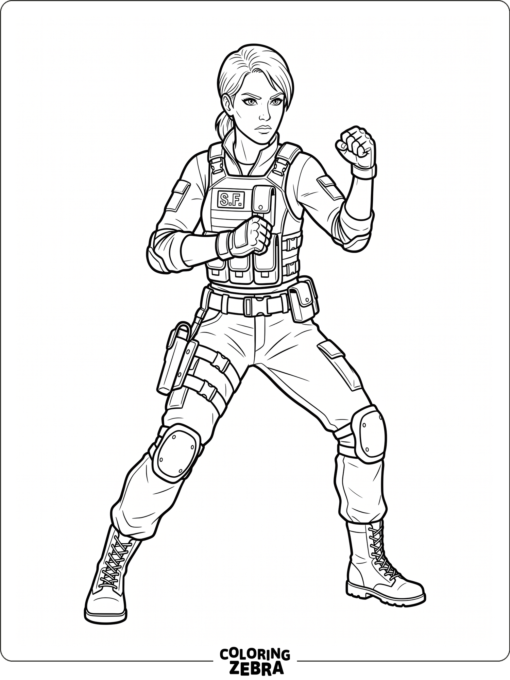 Sonya Blade from Mortal Kombat in a combat stance