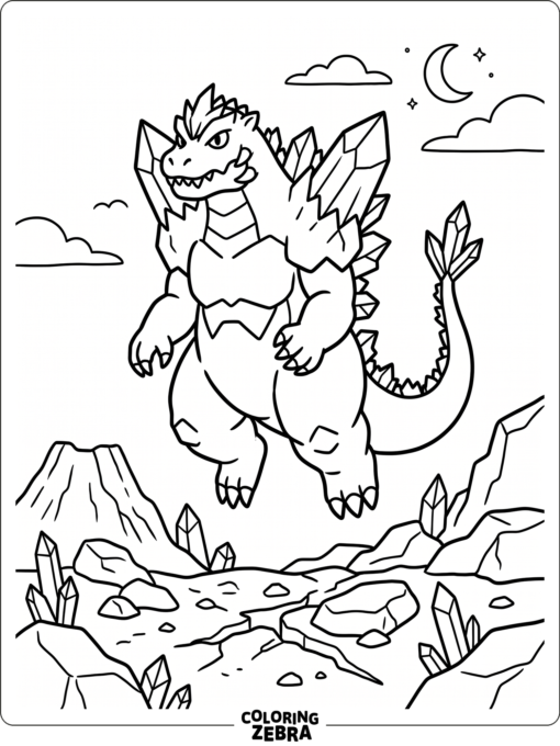 A space monster Godzilla with crystal spines