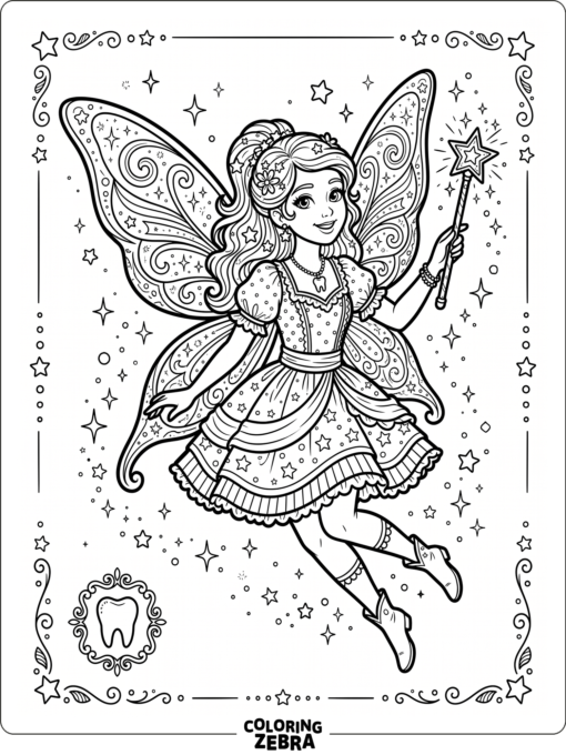 A fairy with big wings and a wand