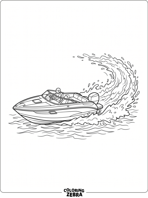 A fast speedboat racing over the waves