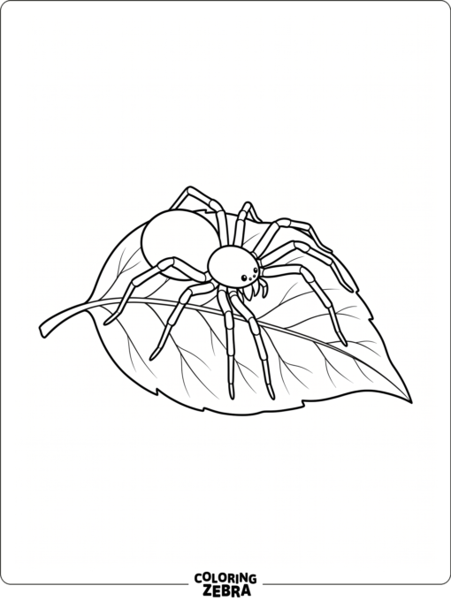 A simple spider with eight legs resting on a leaf