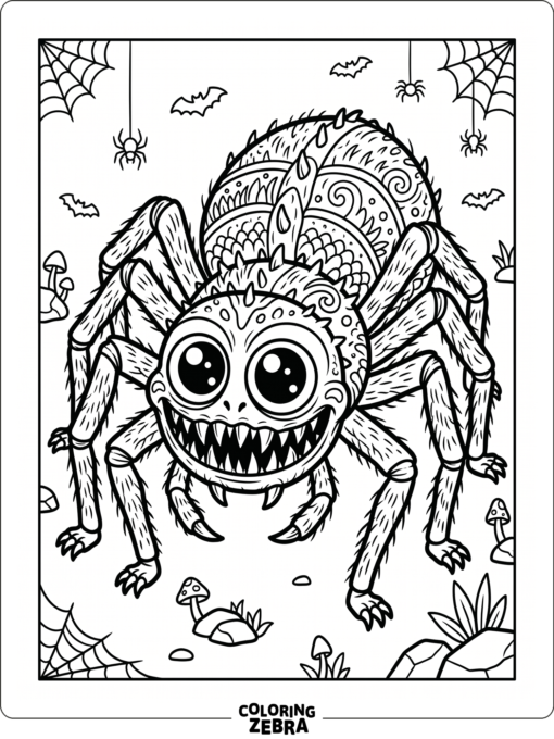 A spider monster with big eyes and sharp teeth