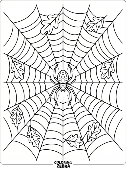 A spider hanging in the center of its web