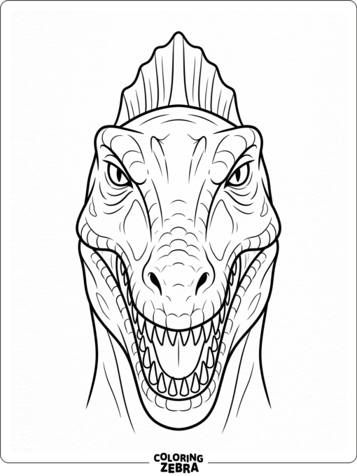 A front view of a spinosaurus face