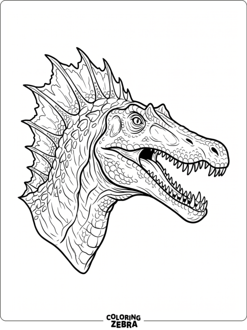 A spinosaurus head in profile