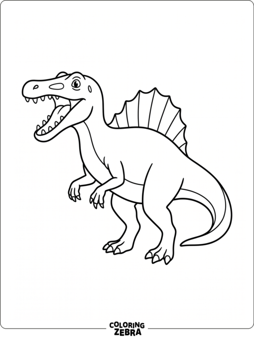 A spinosaurus with its mouth open