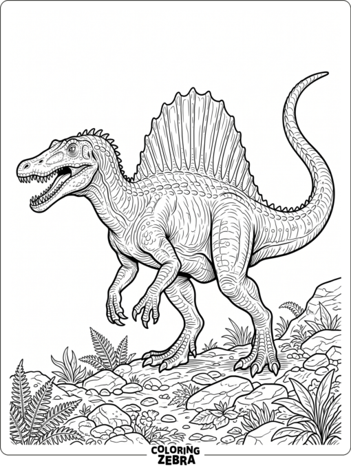 A side view of a spinosaurus sail