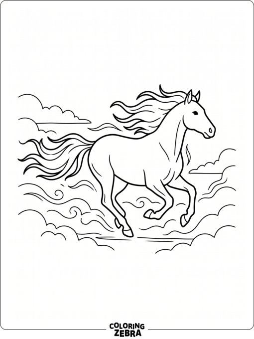 A spirit horse running through mist
