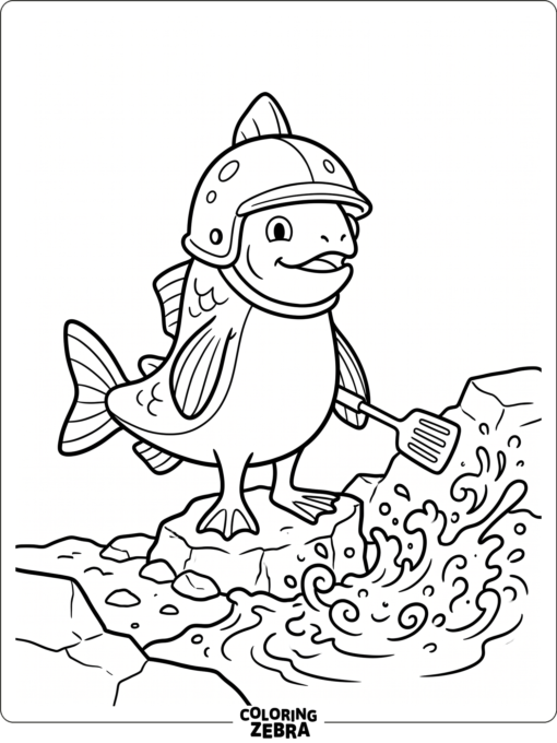 A salmonid enemy with fins near water