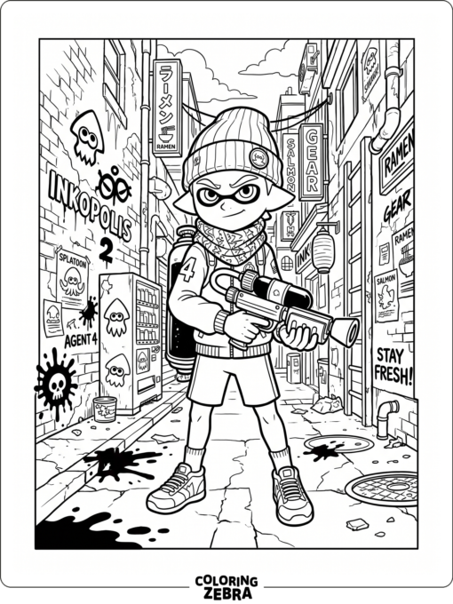 Agent 4 with a hero weapon in a city alley