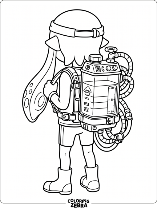 Ink tank on a squid kid’s back with straps
