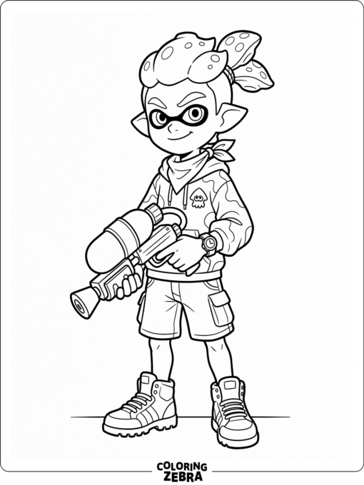 A young inkling boy holding a splat weapon