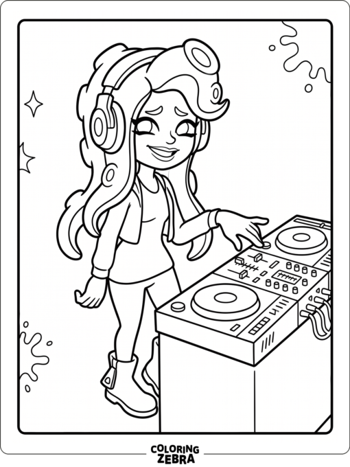 Marina with headphones at a DJ setup