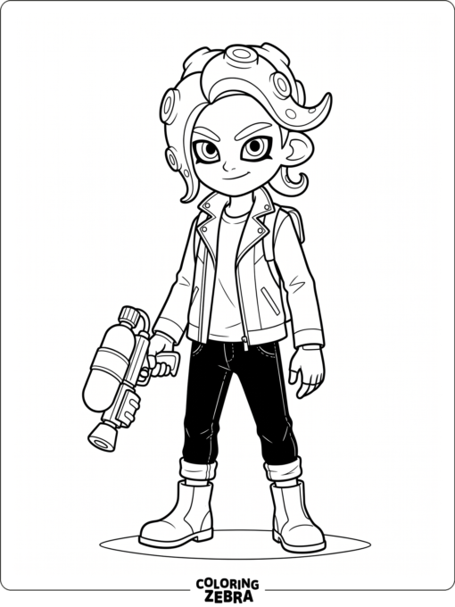 An octoling boy with a sleek jacket