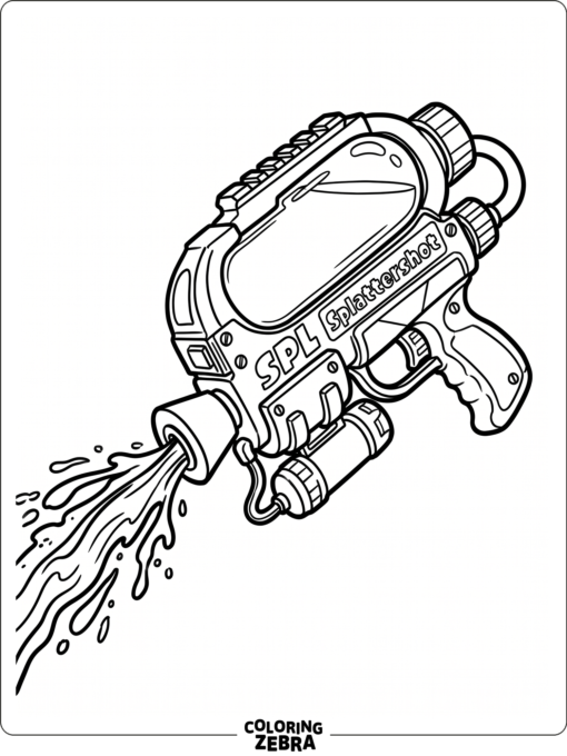 Splattershot blaster with ink streaks and clean lines