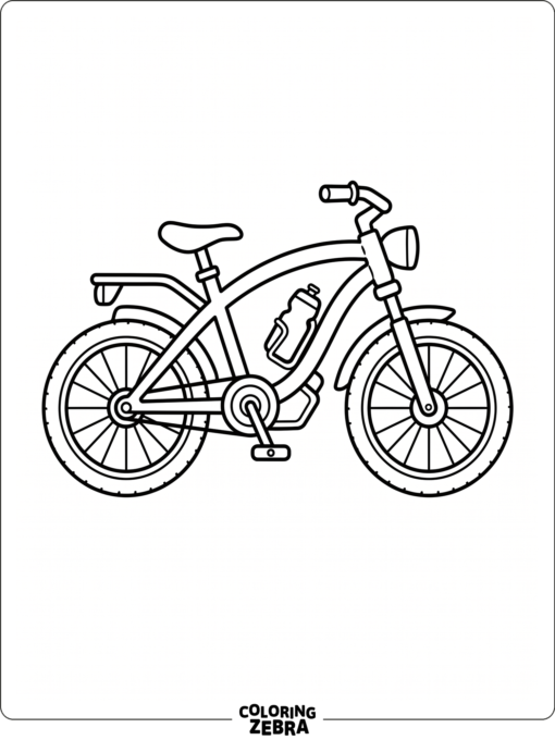 A sports bike with a water bottle and curved frame