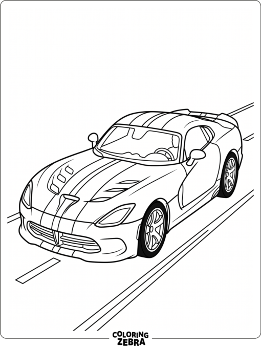 A low sports car with racing stripes