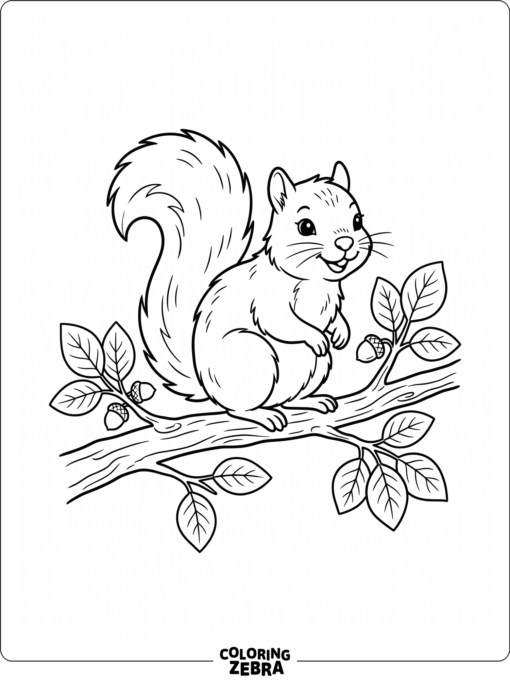 A smiling squirrel sits on a branch