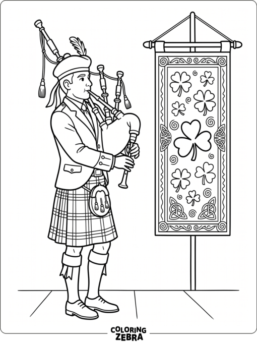 Bagpipes with shamrocks and a festive hat