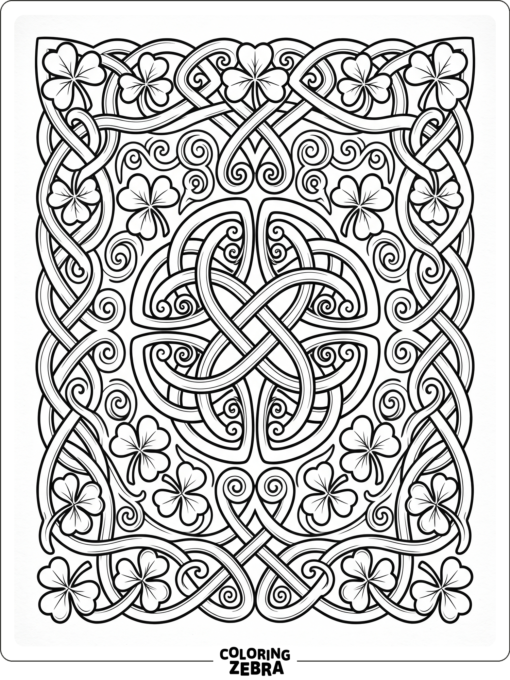 Celtic knot with shamrock accents
