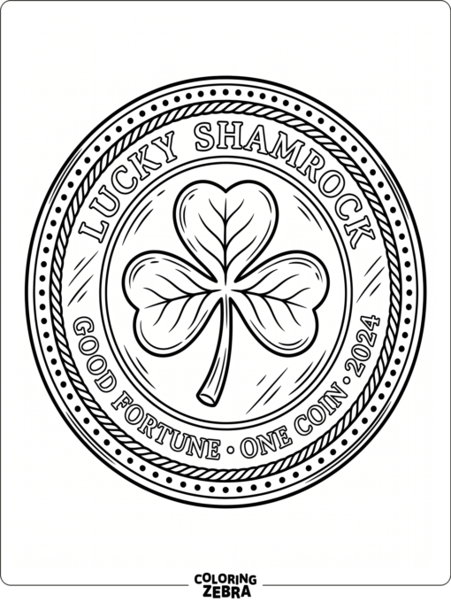 A coin with a shamrock stamped in the center