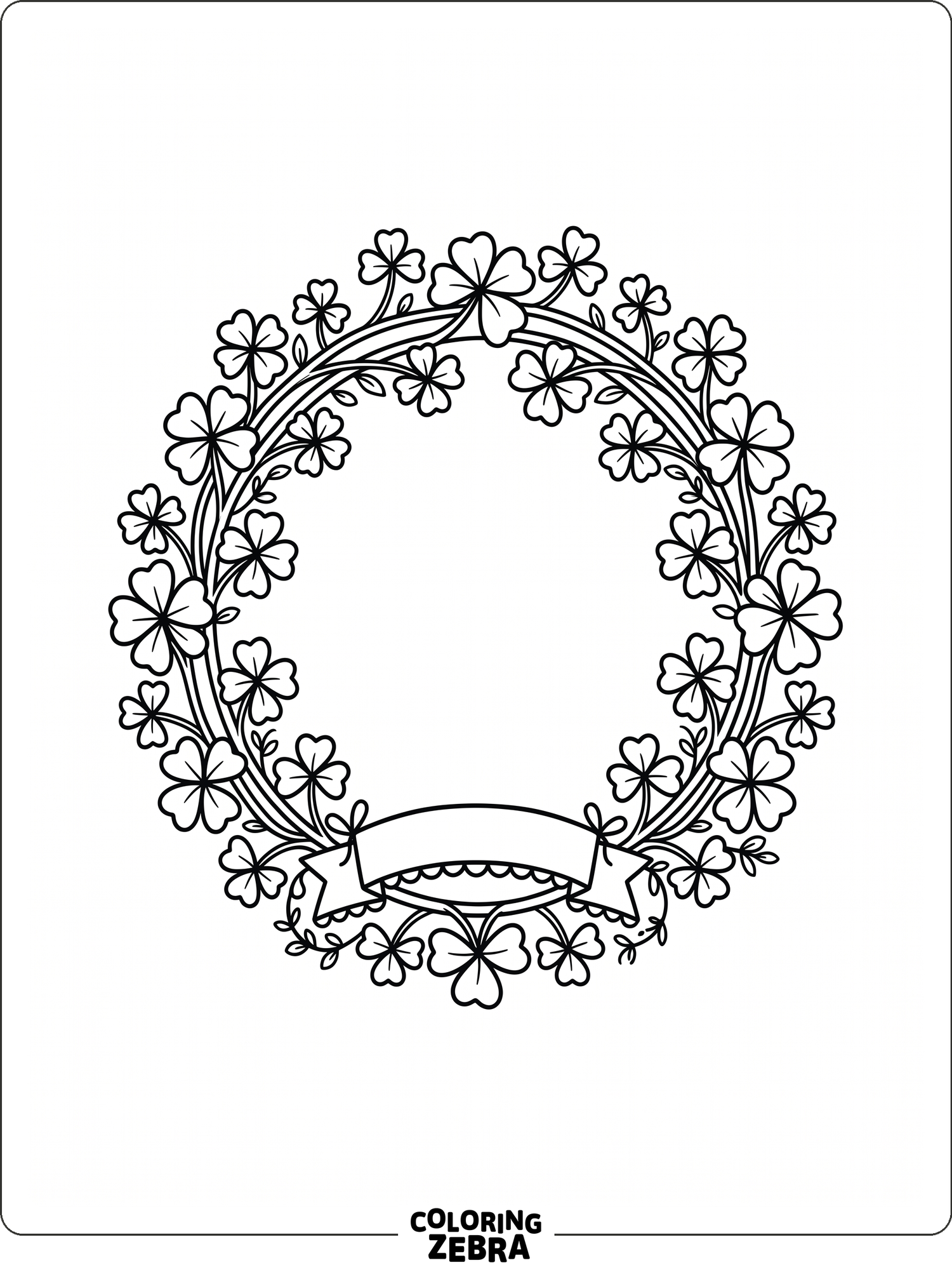 Simple shamrock wreath with a small banner