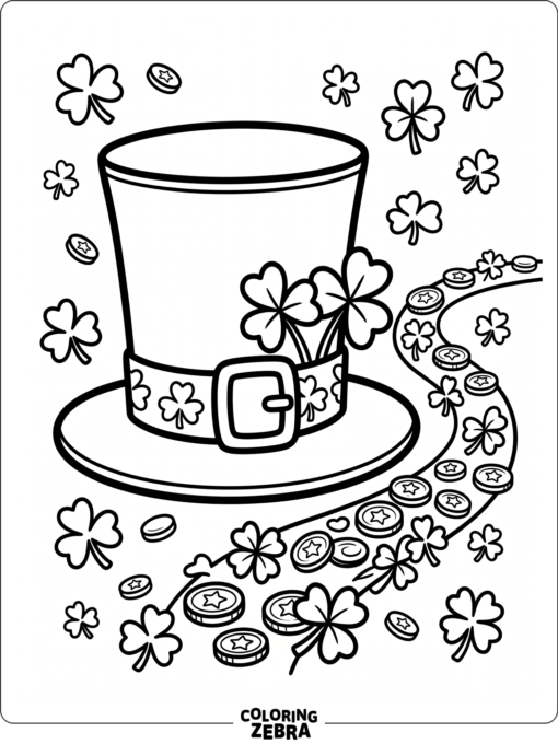 Large hat, clover, and coin trail for toddlers