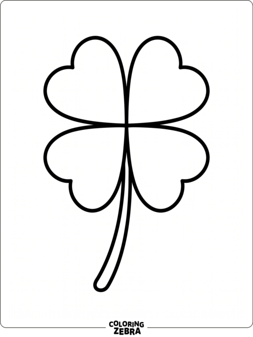 Single four leaf clover with bold petals and stem