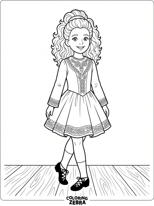 Irish dancer in a dress with curly hair