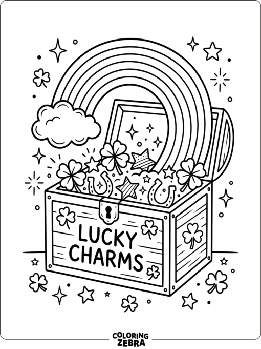 Lucky charm box with shamrocks and rainbow
