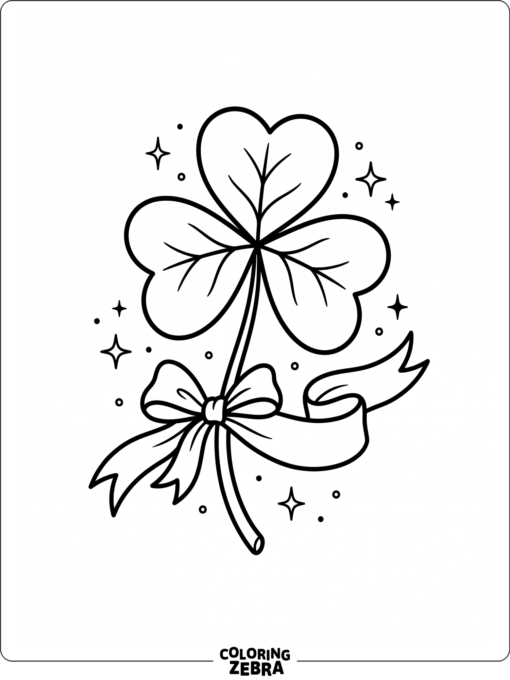 Single shamrock with ribbon and sparkles