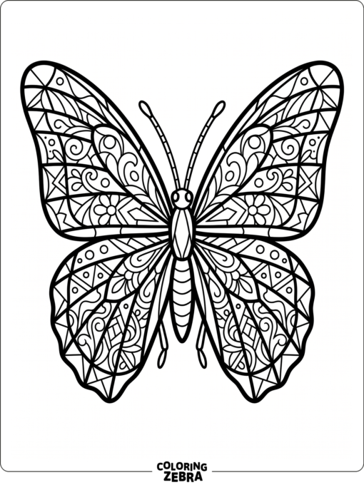 A butterfly with stained glass wing sections