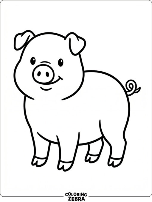 A simple pig with a curly tail