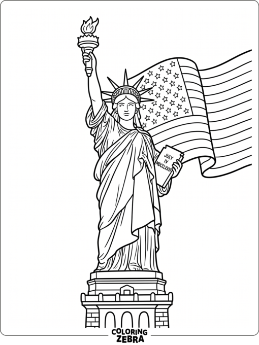 Statue of Liberty With Flag