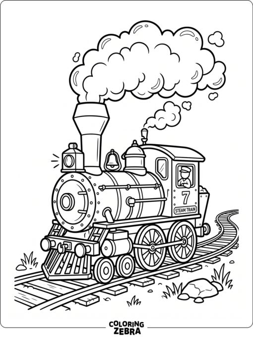 Steam train with a tall smokestack and smoke
