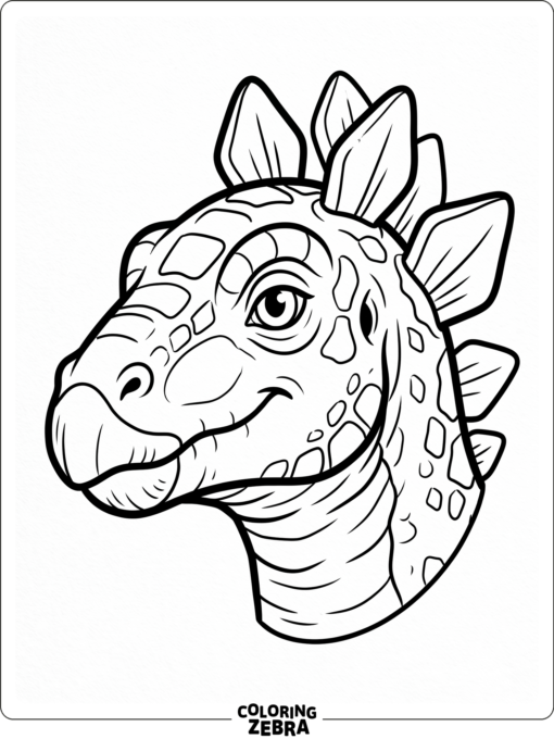 A stegosaurus face close-up with thick outlines