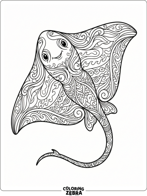 A stingray with zentangle patterns