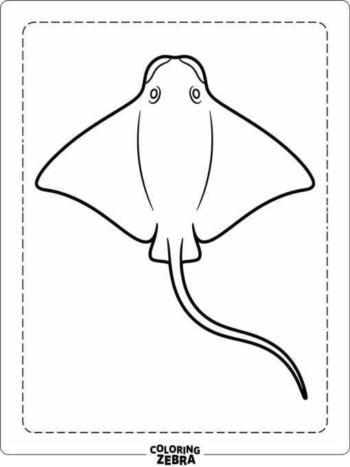 A clean stingray silhouette with broad fins and a long tail