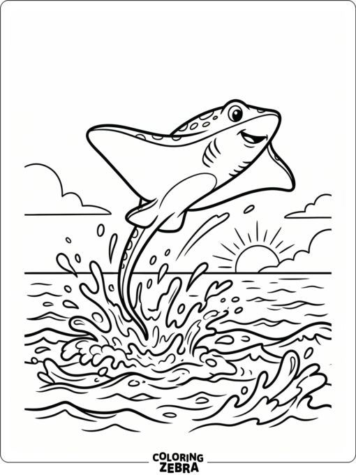 A stingray jumping above the water