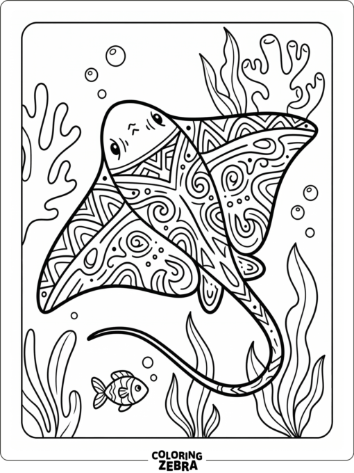 A stingray with tribal-style patterns