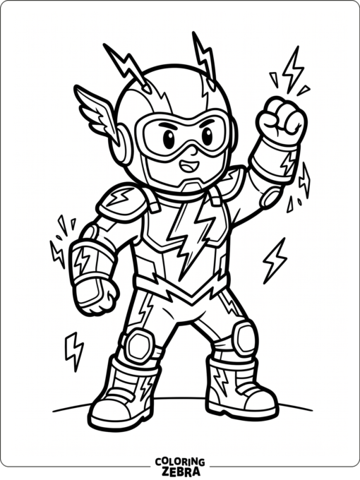 Stumble Guys game character in a bolt costume with lightning details