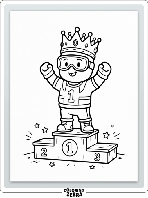 Stumble Guys game character wearing a crown on a platform