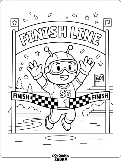 Stumble Guys game character crossing the finish line