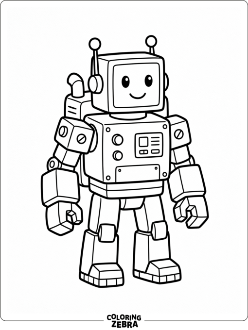 Robot game character with boxy arms