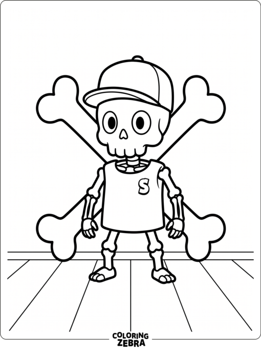 Skeleton game character with crossed bones