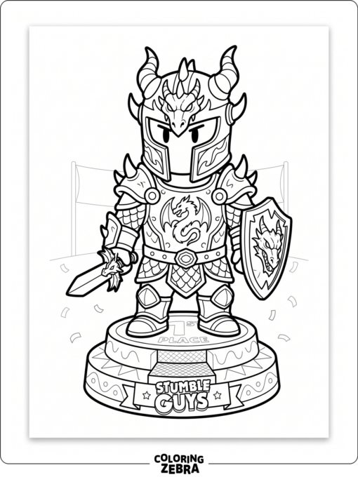 Stumble Guys game character in a special outfit on a podium