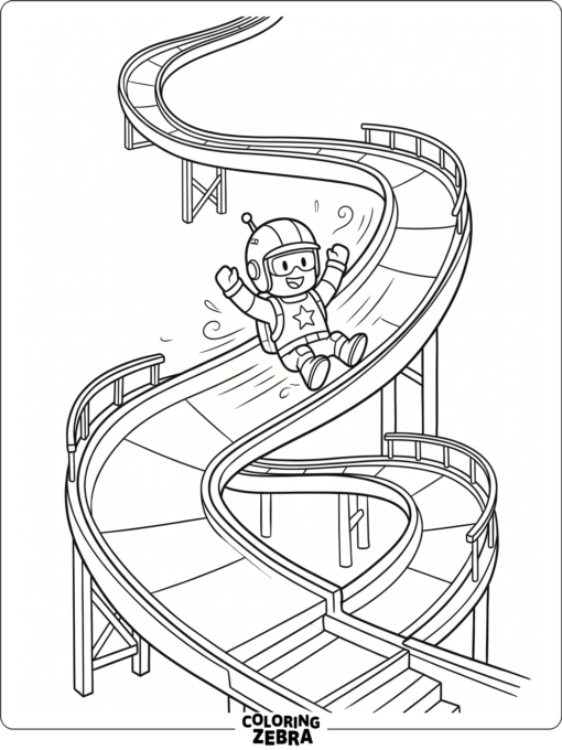 Stumble Guys game character sliding down a curved slide