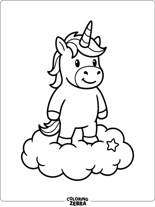 Unicorn game character on a cloud
