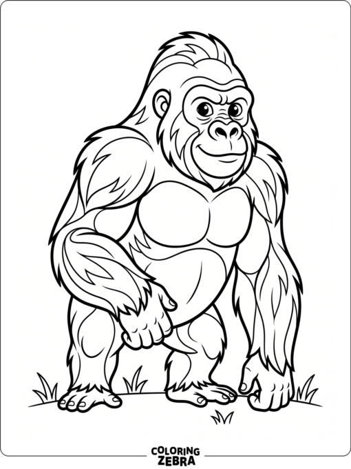 A stylized gorilla line art design with open space